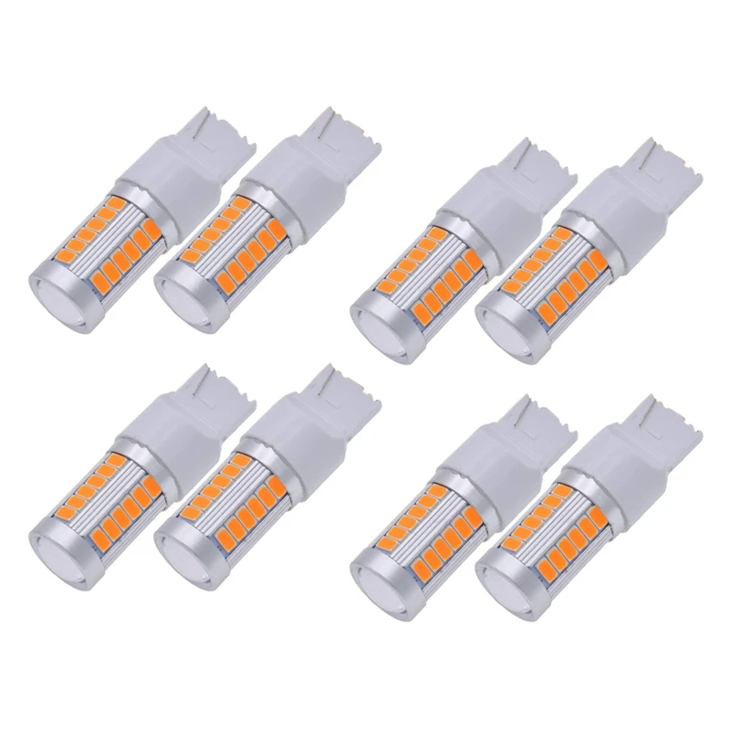 7440, T20 LED Bulbs Amber Yellow 900 Lumens Super Bright Turn Signals Light Brake Stop Parking Light(Pack Of 8)