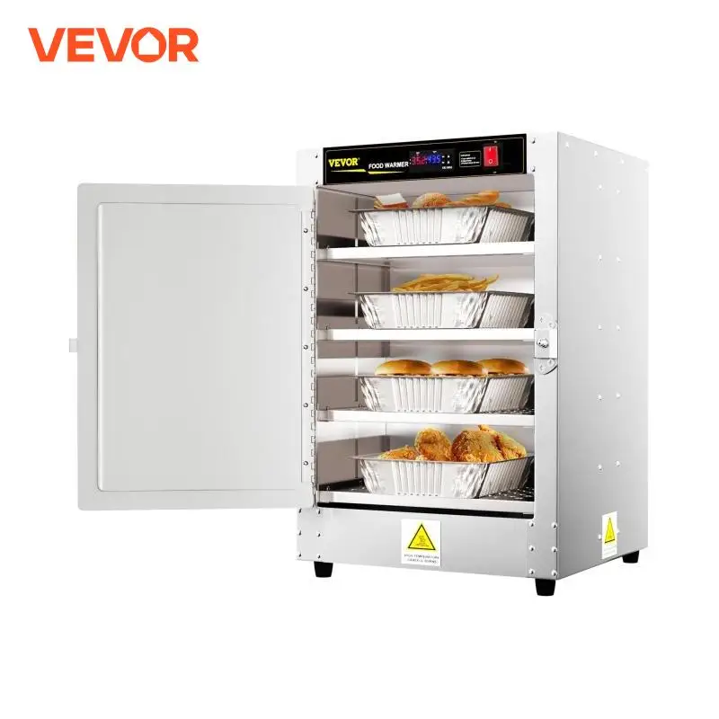 

VEVOR Hot Box Food Warmer 16\"x16\"x24\" Concession Warmer with Water Tray Four Disposable Catering Pans Countertop Pizza Patty