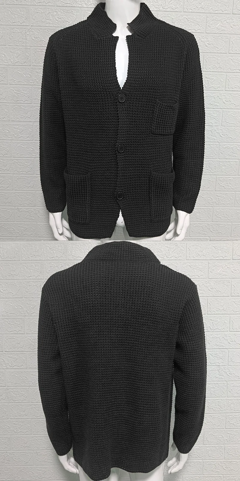 Sweater Jacket Stand-up Collar Slim-fit Knitted Suit Cardigan Autumn And Winter New Large-size Casual Men's Clothing
