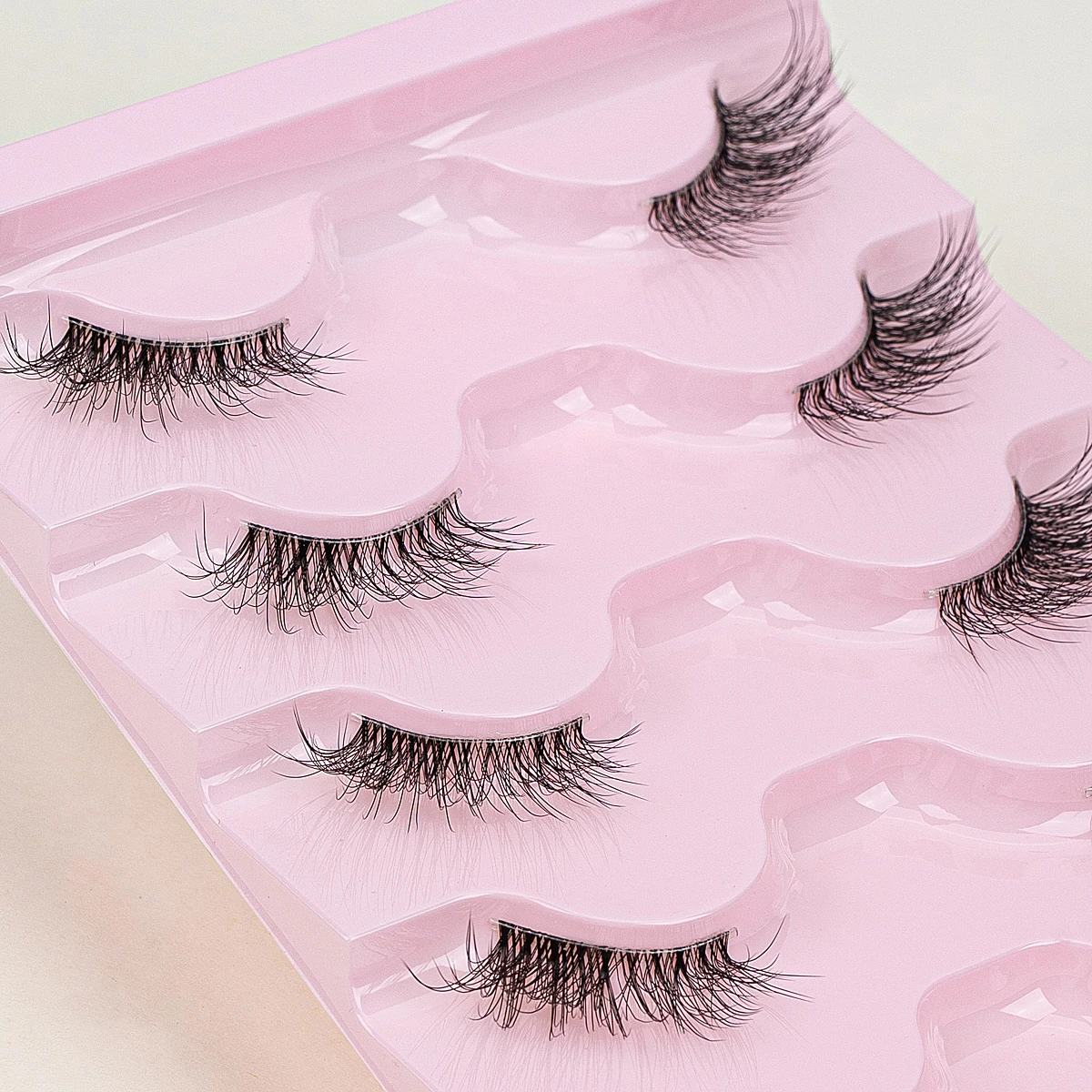 SEXYSHEEP Half Eey Lashes 5Pairs Faux Mink Lashes Cat Eye Fluffy Wispy Transparent Stems Reusable False Eyelashes Makeup Tools