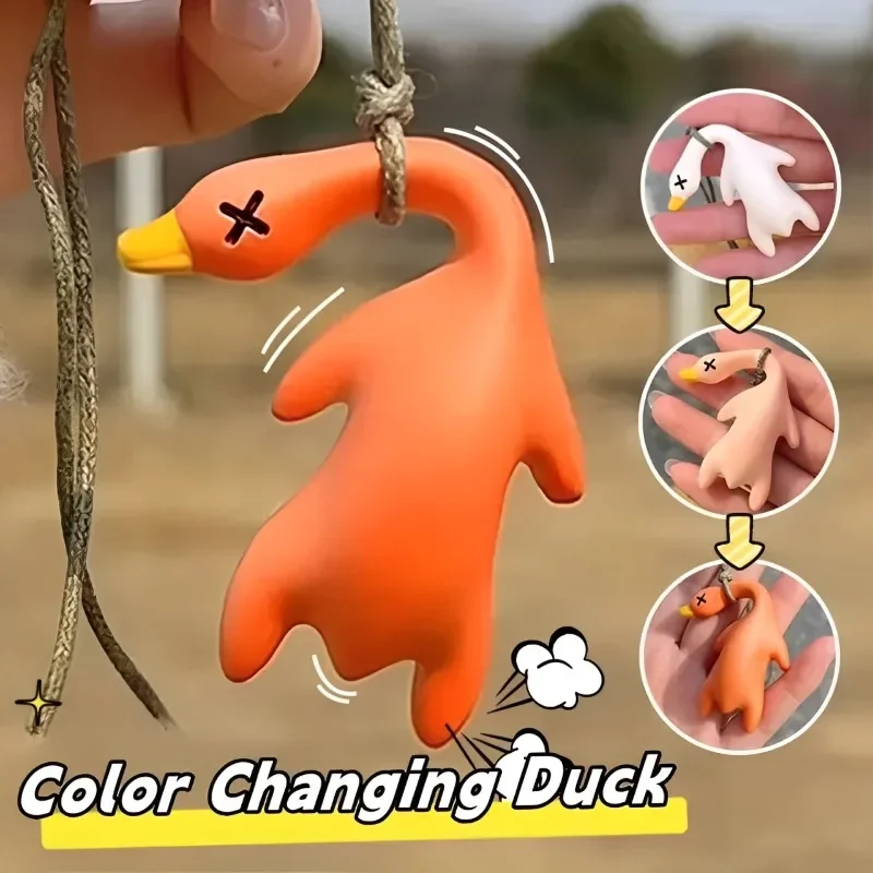 1/2pcs Color changing Roast Duck Car Pendant Creative Car Rearview Mirror Duck Hanging Decoration Electric Car Accessories