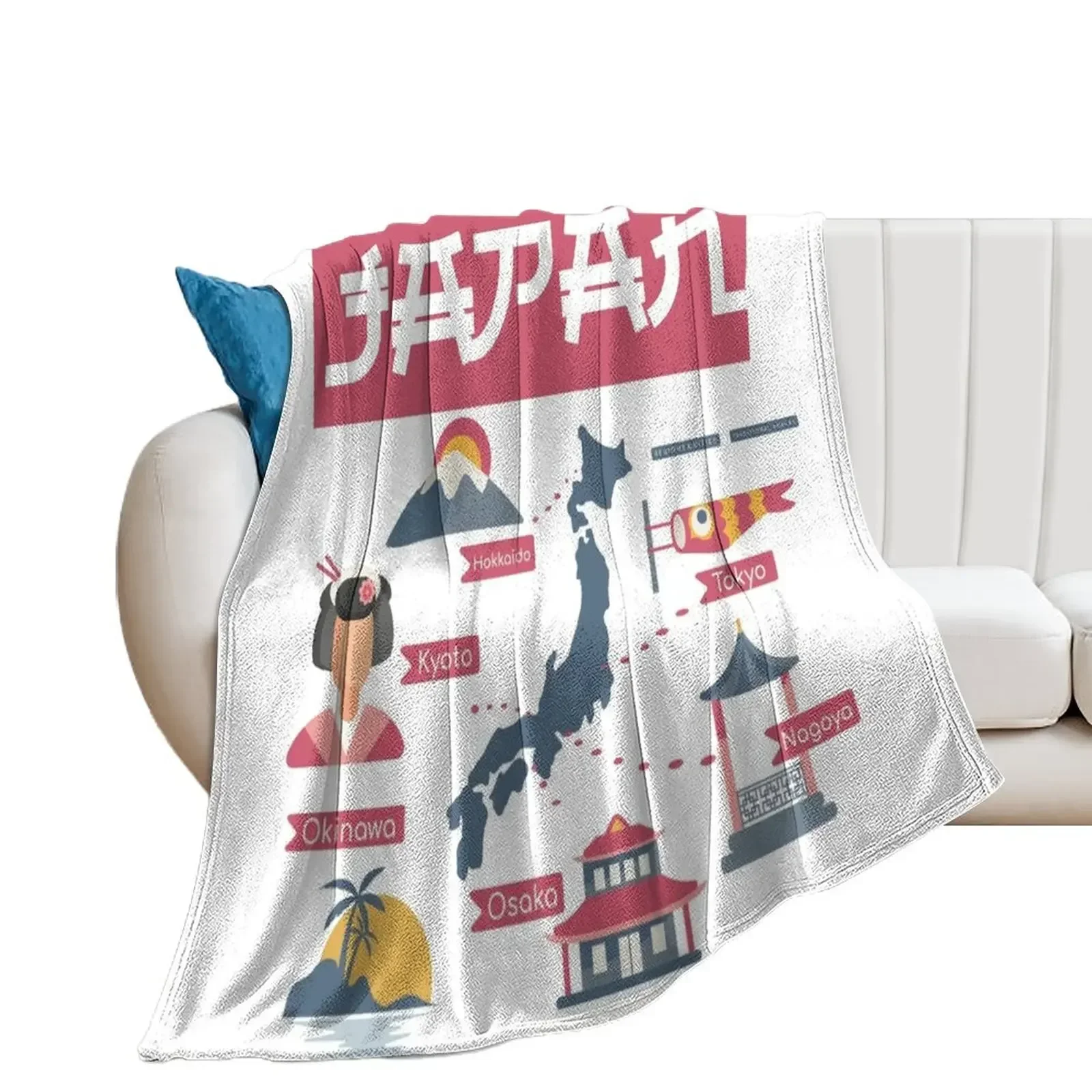 

Japan Map Guide Throw Blanket Extra Large Throw sofa bed Bed covers Thin Blankets