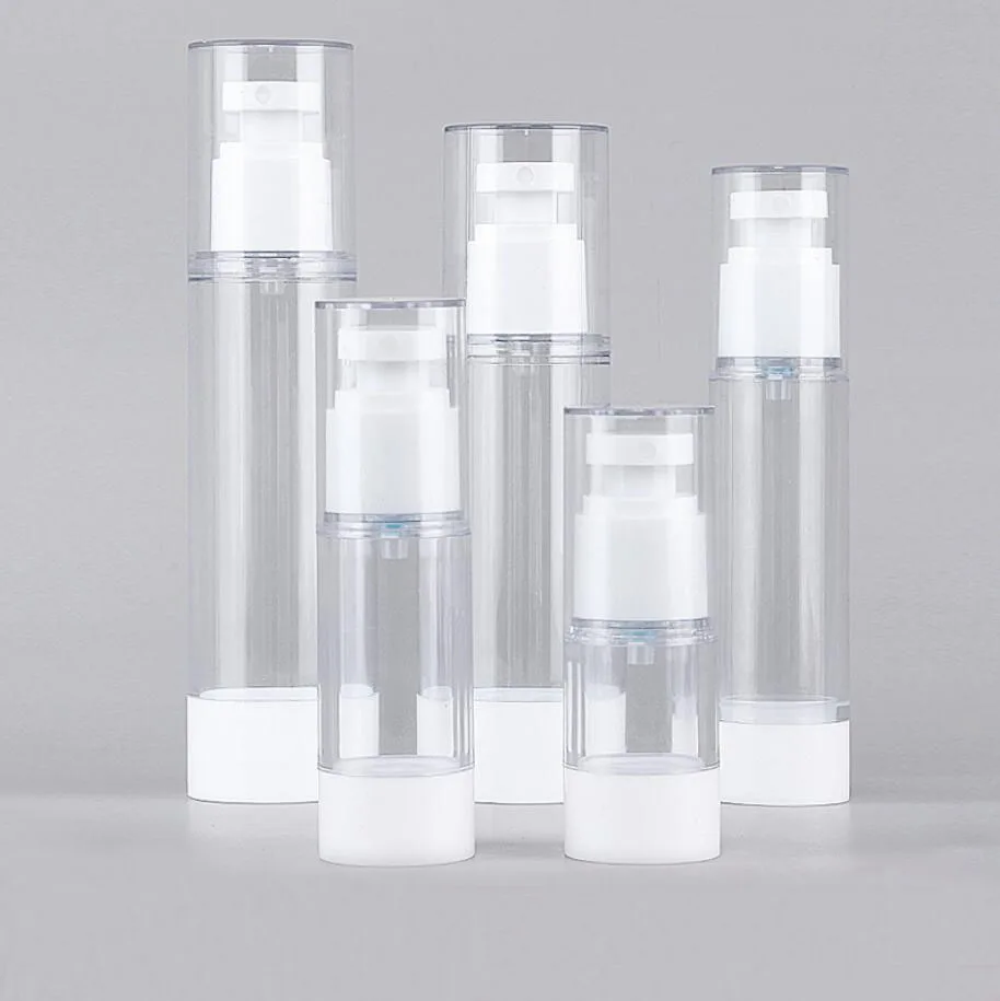 100ML airless bottle clear body with white pump sprayer used for lotion/serum/emulsion/foundation/toner/water cosmetic packing