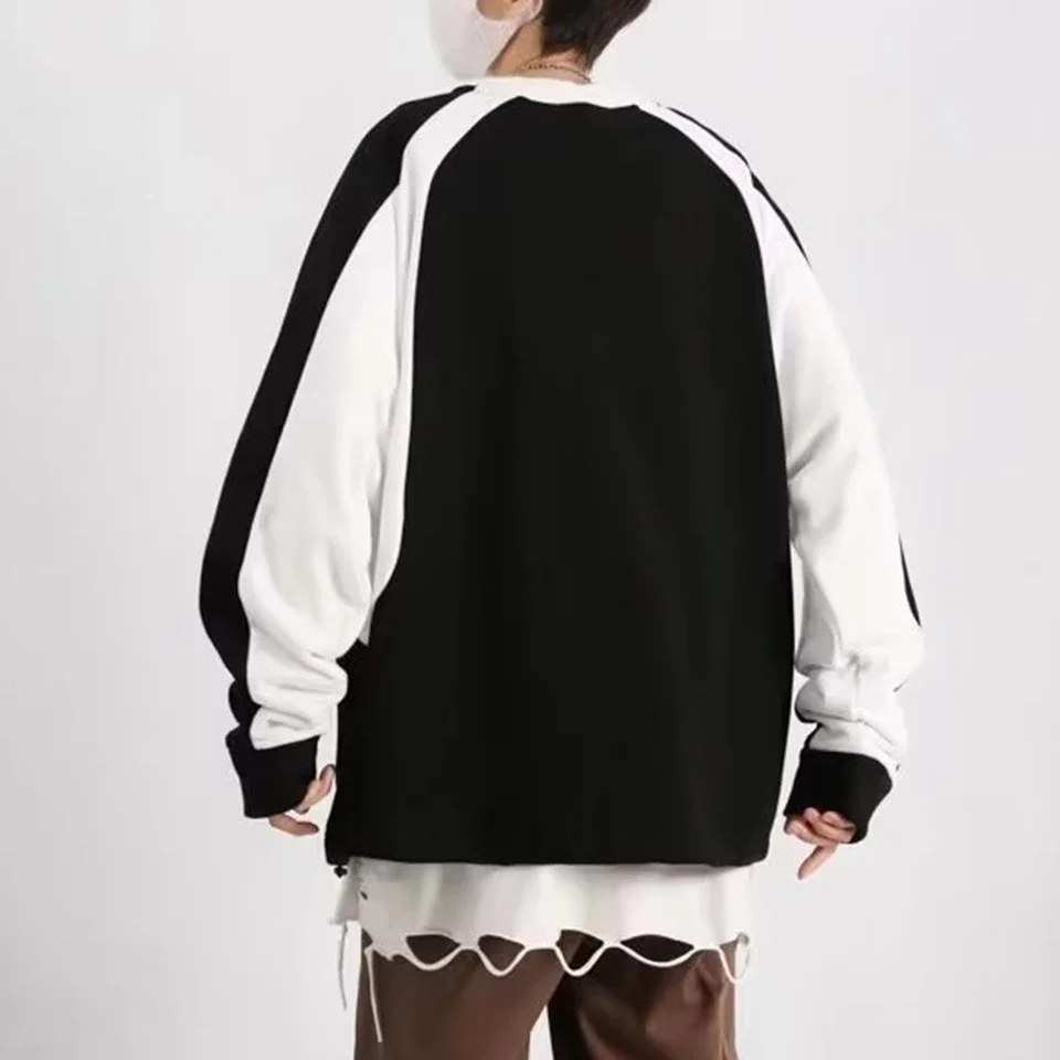 

Comfortable Long Sleeve Hoodie Pullover Black Long Sleeve Pullover Contrasting Color Pattern Fashionable Design