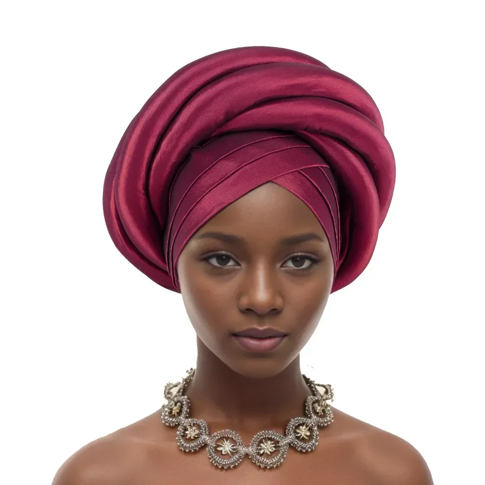 

Twisted Braid Turban Cap for Women African Lady Head Wraps Nigeria Autogele Headtie Muslim Headband Hat Party Headwear Turbante