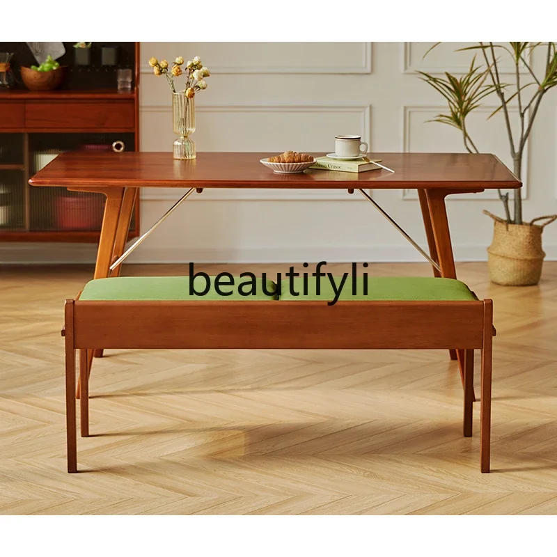 Retro style solid wood stool home simple living room dining room velvet bench log bench