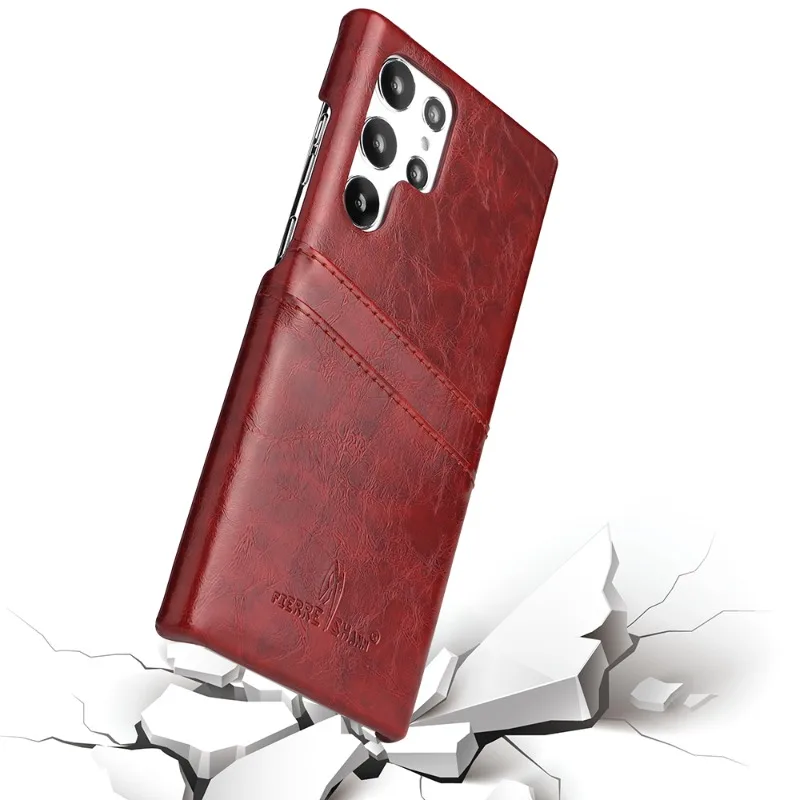 Luxury Oil Wax Texture Card Card Slots Leather Phone Case For Samsung Galaxy S21 S22 S23 S24 S25 Ultra Plus Shockproof PU Cover