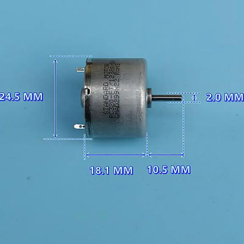 Standard RC320-12380 Micro 320 DC Motor Precious Metal Brush DC 6V-9V 7460RPM 10.5mm Shaft Length Silent Low Noise Solar Motor