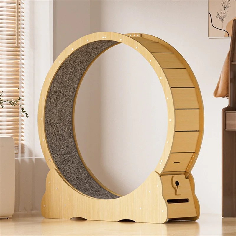 

Solid Wood Cat Treadmill Silent Sports Running Wheels Pet-Specific Cat Climbing Frame Wooden Toy for Cats