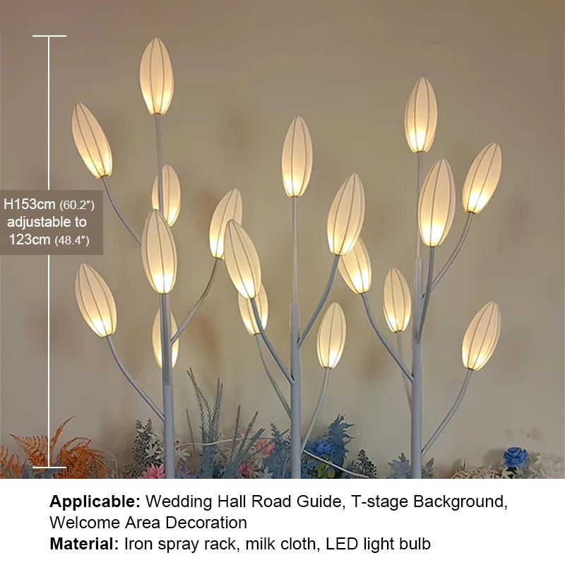 AOSONG Modern White lily Wedding Lights Festive AtmosphereLED Light for Party Stage Road Lead Background Decoration