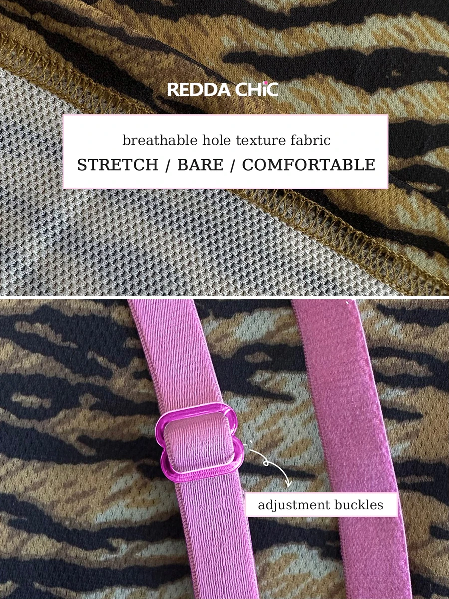 REDDACHiC 90s Hotties Zebra Printing Women Camisole Tube Top Y2k Vintage Pink Spaghetti-Strap Summer Sports Stretch Undershirts