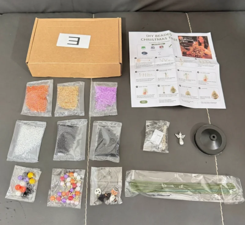 Handgefertigtes DIY-Set zur Herstellung eines Weihnachtsbaums mit Perlen, Mini-Weihnachtsbaum mit Kristallperlen, Tischdeko, Weihnachts-DIY-Bastelbedarf, Kreativ – Detail 15