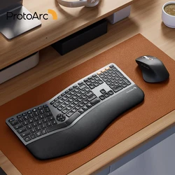 Protoarc EKM01 Bluetooth Wireless keyboard and Mouse Combo Split Ergonomic Keyboards Rechargeable Mice for Windows Mac Android ﻿