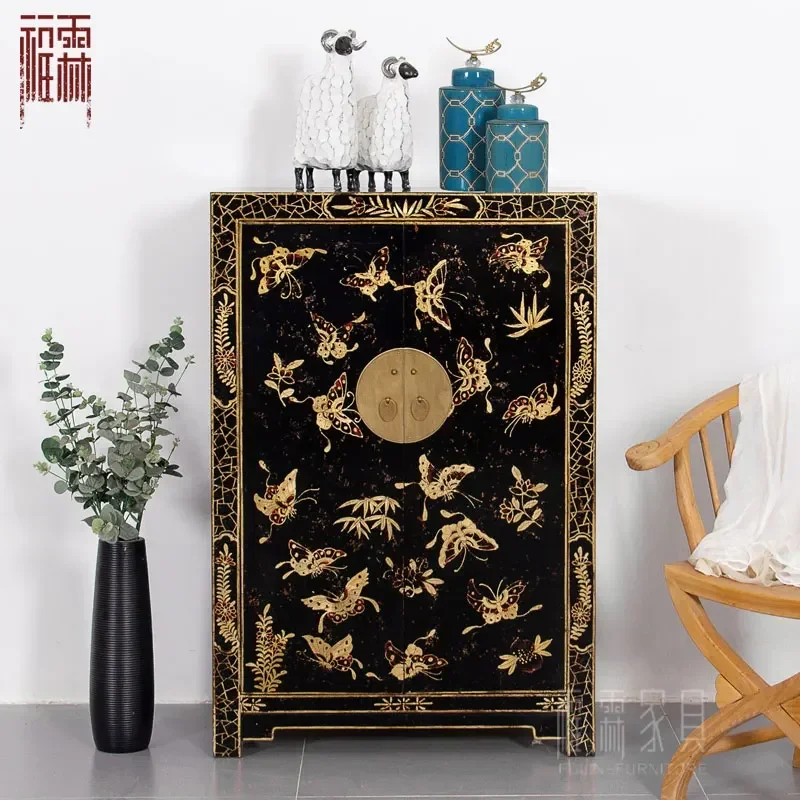 

Butterfly Shoe Cabinet Two-Door Entrance Shoe Retro Old Furniture