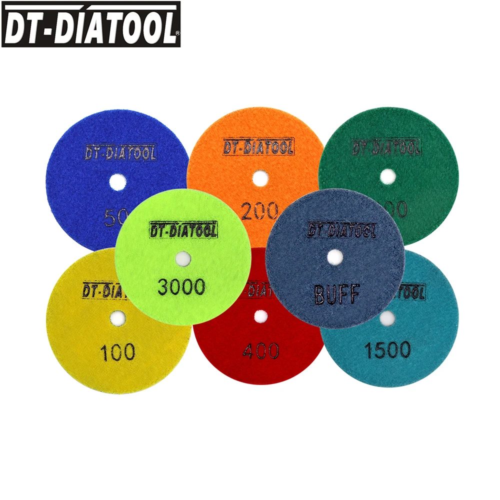 Dt-diatool 1pc Almofadas de Polimento de Diamante para Granito Telha de Mármore Cerâmica Seca Flexível Resina Bond Lixa Disco Diâmetro 100 mm