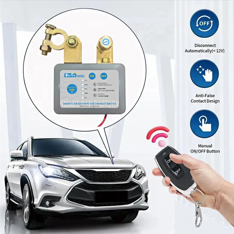 Heltec Smart Car Battery Disconnect Switch Automatic Control suitable for 12V  displacement ＜3.0 cars