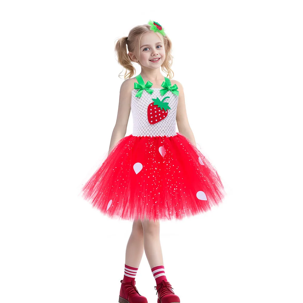 Niedliches Baby-Ballett-Tutu, Erdbeer-Spitzen-Prinzessinnenkleid, Kinder-Geburtstagskostüm, Rollenspiel-Wassermelonen-Weihnachtskleid, Geschenk – Detail 18