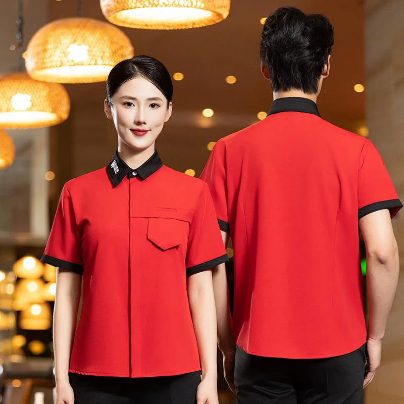 Catering Waiter Work Uniform Short Sleeve Summer Western Restaurant Hot Pot Restaurant Hotel Coffee Shop Hotel Work Uniform Men