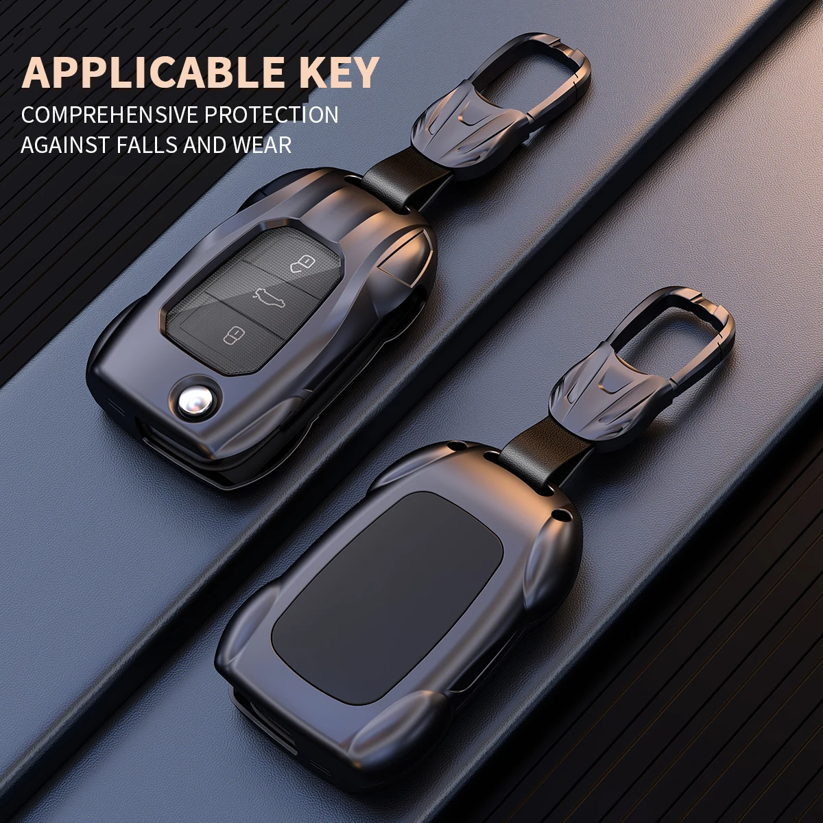 For VW Bora Lavida Tiguan‑L Sagitar Tayron Lamando 3‑Button Folding Remote Key Cover Zinc Alloy Supercar Shape Key Case