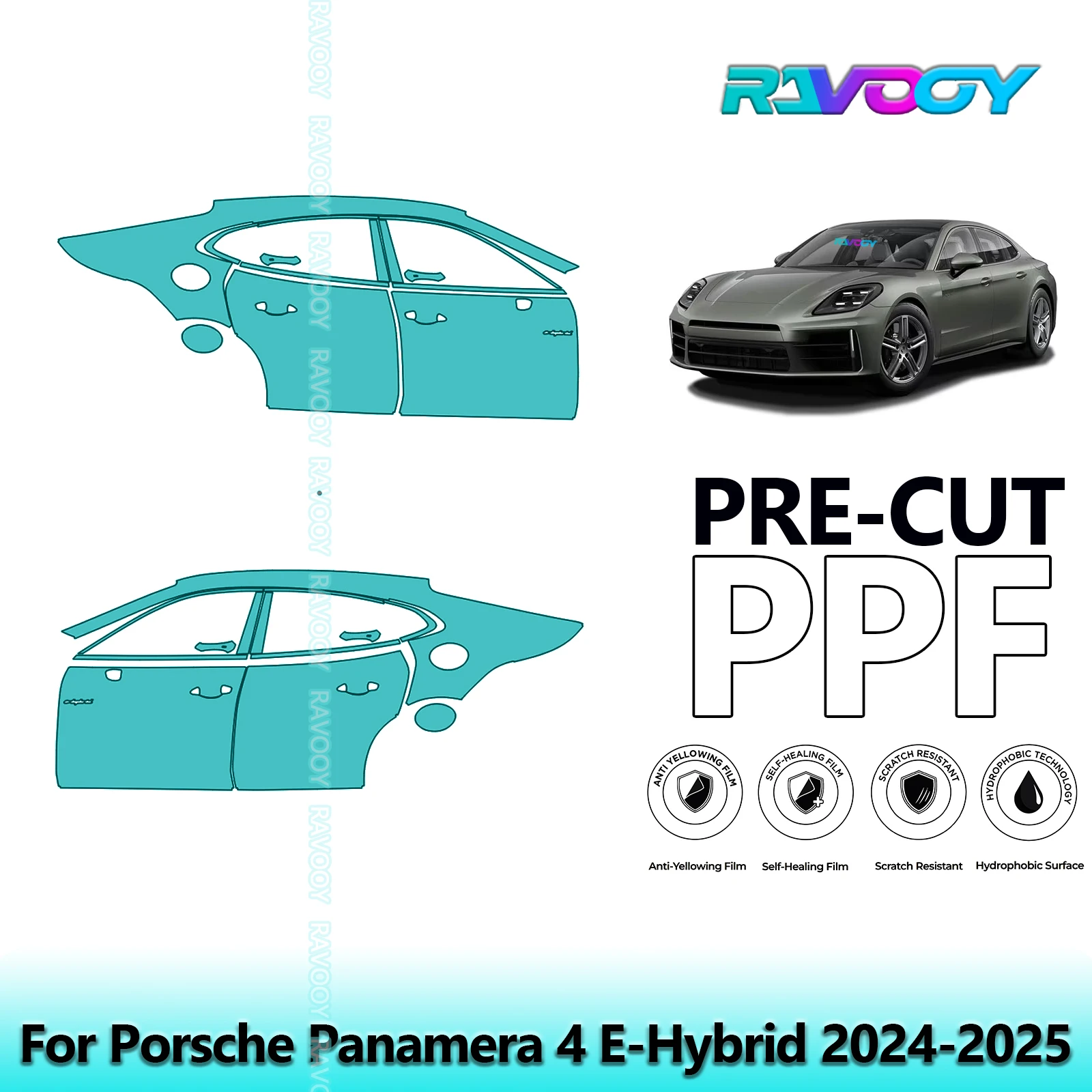 

For Porsche Panamera 4 E-Hybrid 2024-2025 8.5mil Clear Matte Pre-Cut PPF Door & A/B Pillar Kit TPU Paint Protection Film Set