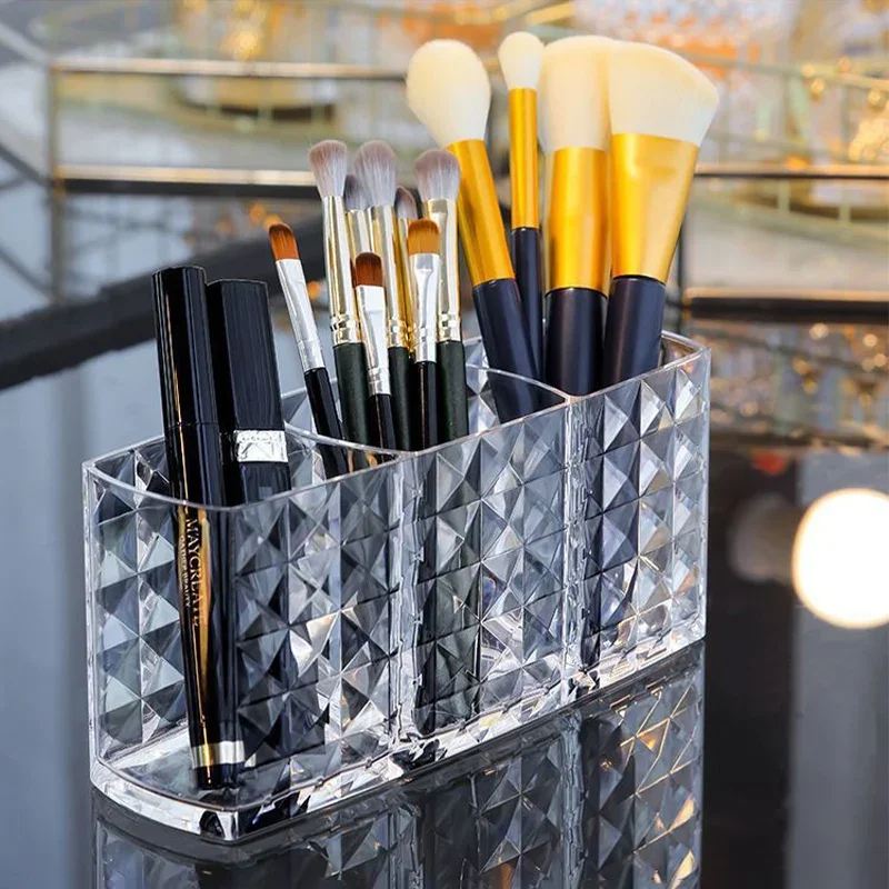 Clear Acrylic Makeup Brush Holder Desk Cosmetic Organiser Lipstick Brush Storage Lipstick Brush Storage Display Stand Diamond