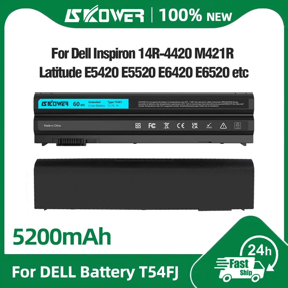 

SKOWER 5200mAh T54FJ Laptop Battery for Dell Inspiron 4420 5425 7520 M421R Latitude E5420 E5520 E5430 E5530 E6420 E6520 E6530