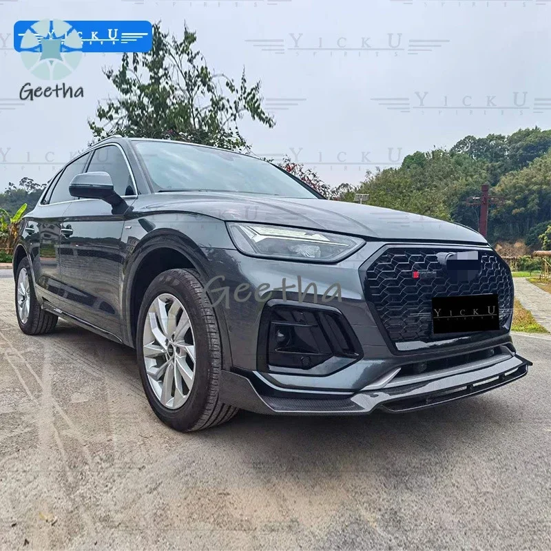 

YICKU Carbon Fiber Body Kit for Audi Q5L 2018-2022 Front Lip Side Skirt Rear Lip Spoiler Top Wing CF Rearview Mirror Housing Q5