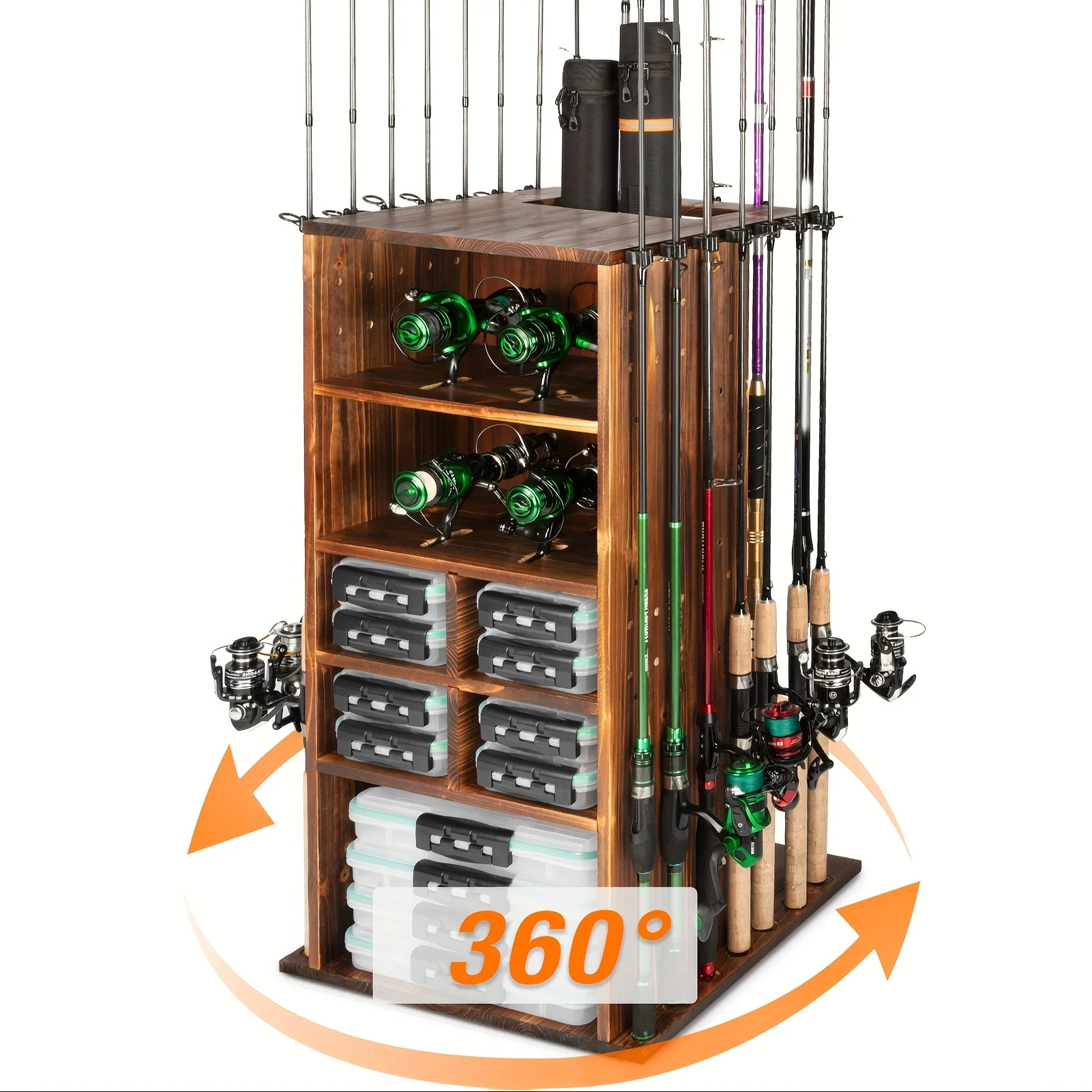 Fishing Rod Holders for Garage 360 Degree Rotating Fishing Pole Holders Rod Rack Storage up to 10 Rods