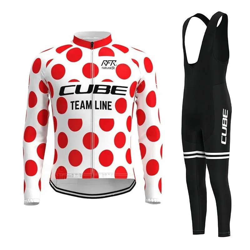 2026 Cube Team Cycling Bib Set Spring Fall Mountain Bike Clothing Long Sleeve Triathlon Sports Cycling Gear for Men