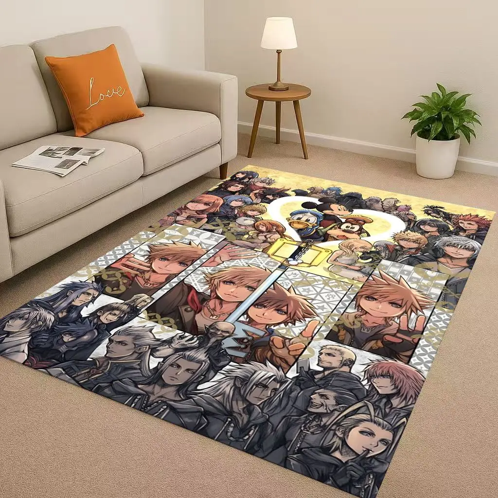 Miniso Kingdom Hearts juego de dibujos animados Mickey sala de estar alfombra antideslizante alfombra suave para dormitorio sala de juegos sofá, felpudo de decoración del hogar