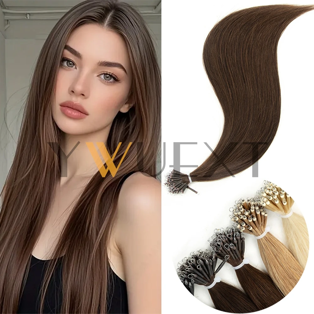 

Нано-кольцо из натуральных человеческих волос, черный, коричневый, блондин с бликами, 30 г/упак., 50 шт./пакет, 12-20 дюймов, невидимые нано-кольца