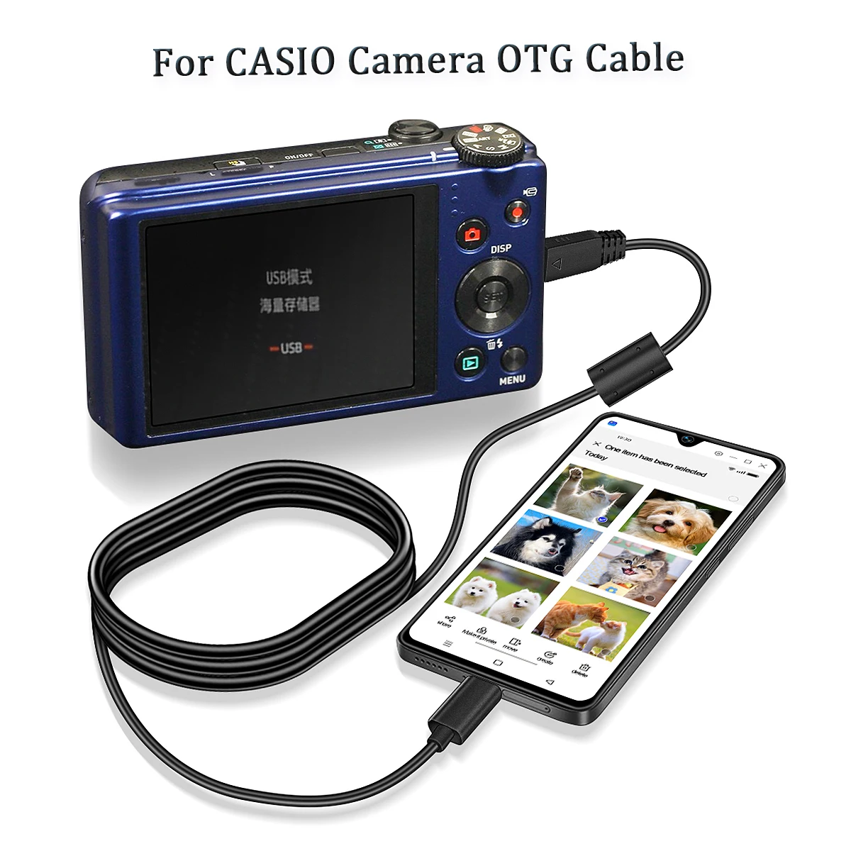 Upload pictures directly from CASIO camera onto  Android phone.for TR150 TR100 ZR200 ZR15 FC200S Z3000 EX-S7 S10 H10 TYPEC Cable