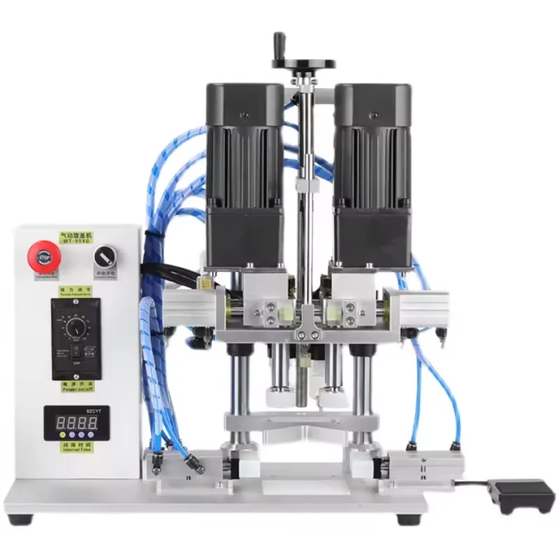 Semi-Automatic Electric Desktop 4 Wheels Duckbill Bottle Cap Tightener Pneumatic Auto Capper for Food Wood Packaging Material