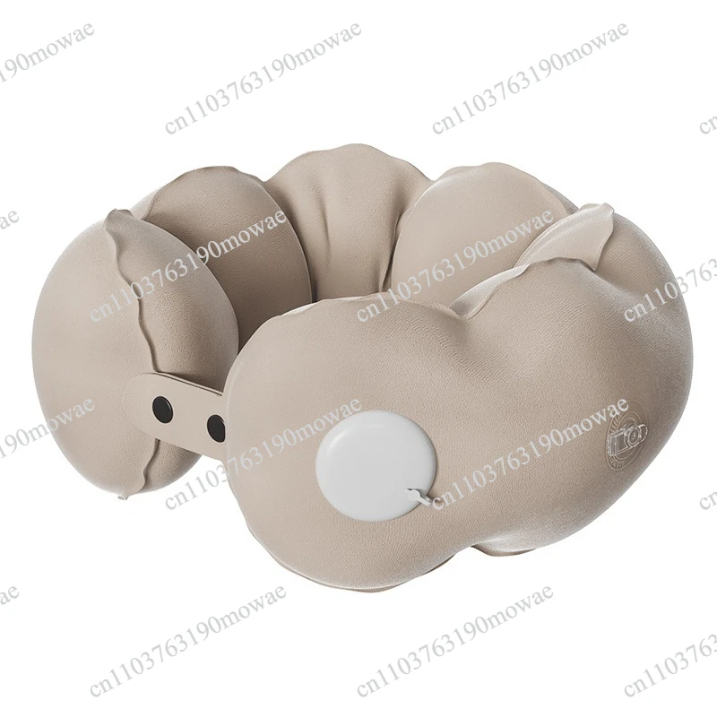Inflatable U-Shaped Neck Pillow Adjustable Foldable Portable Travel Cushion