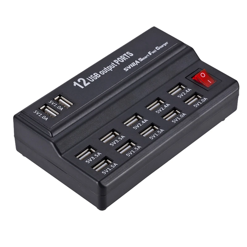 

AEE7-мобильный телефон, универсальная USB-разъем для зарядного устройства, 5V2.4A, интеллектуальная распределительная розетка, 12 портов, вилка стандарта США