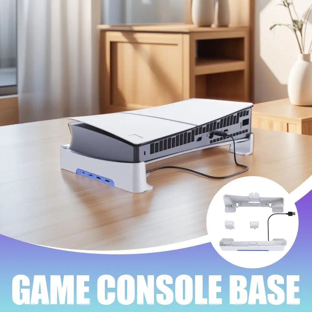 New Gaming Console Stand For PS5 Pro/Slim Horizontal Storage Stand With HUB Expansion Flat Stand With 4 USB2.0 Interfaces Z6B8