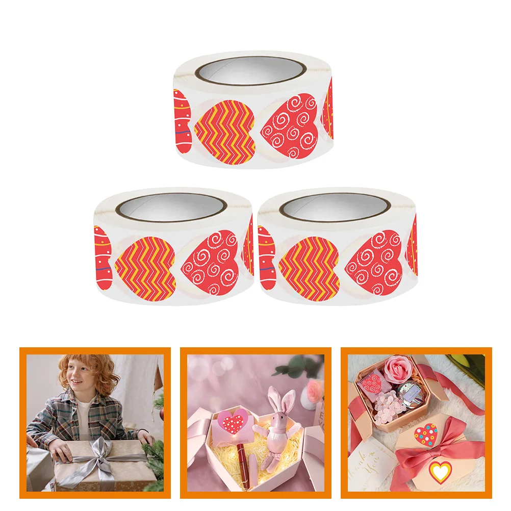 

Heart Shaped Sealing Stickers 3 Rolls Valentines Gifts Labels Envelope Sealer H made Craft Decorations 1 Inch Size