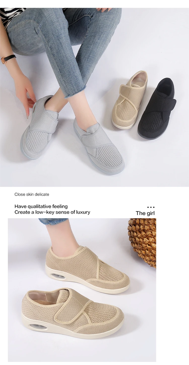 Damen-Sneaker Orthopädische Schuhe für Breite Füße Geschwollene Füße Geh- und Freizeitschuhe Daumenkorrektur Anpassbare Weiche Bequeme Diabetiker-Damenschuhe – Detail 11