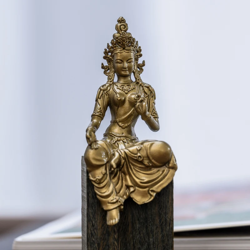 

SIMPLE PRACTICE Tibetan style statue of Green Tara Bodhisattva brass ornaments Decorations for Home, Study, Tea Space