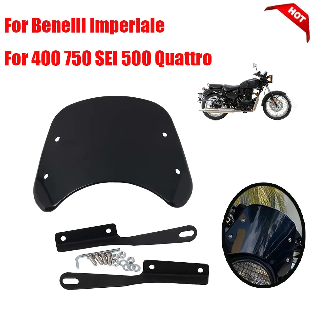 اكسسوارات الدراجة الرجعية الزجاج الأمامي الزجاج الأمامي الرياح منحرف غطاء حماية ل Benelli Imperiale 400 750 SEI 500 Quattro #1