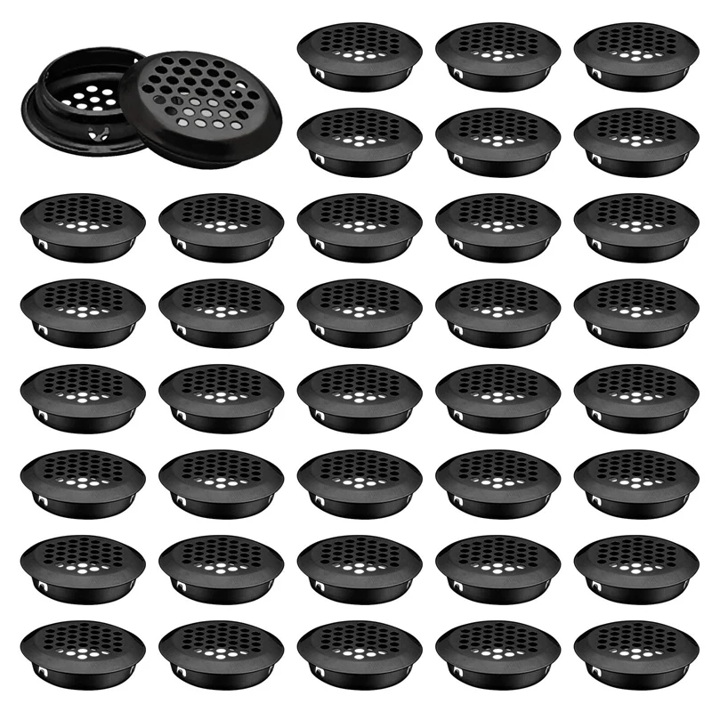 Air Vent Louver, 50Pcs 35Mm Stainless Steel Round Mesh Hole Circular Soffit Vent For Wardrobe Drawer Bookcase Kitchen