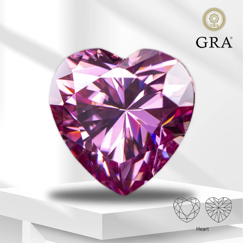 Moissanite Stone Heart Cut Pink Color Lab Grown Diamond for Jewelry DIY Ring Necklace Earrings Stone with GRA Certificate