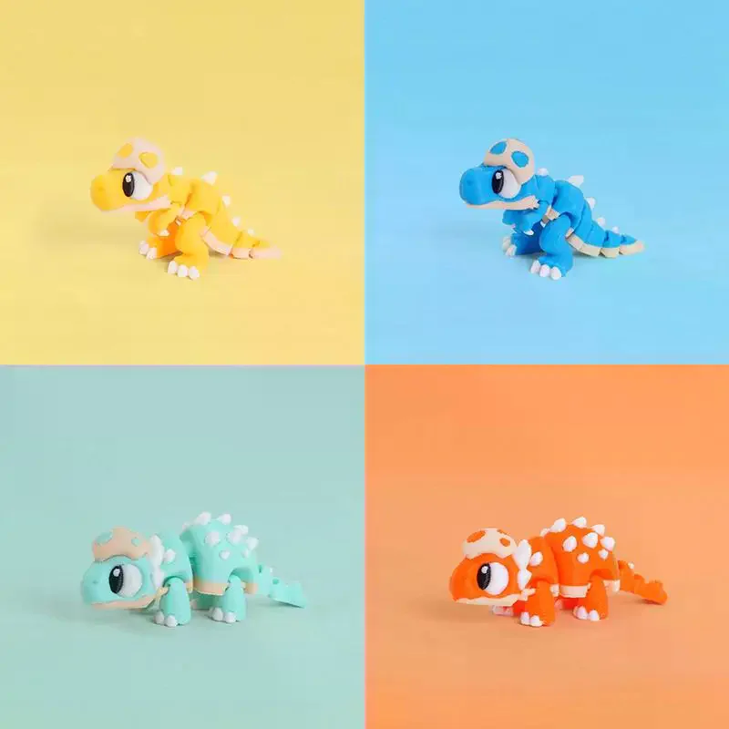 Mini 3D Printed Dinosaur Toys - Movable Joints Egg Shell T-Rex Spinosaurus Triceratops Brachiosaurus For Desktop Creative Decor