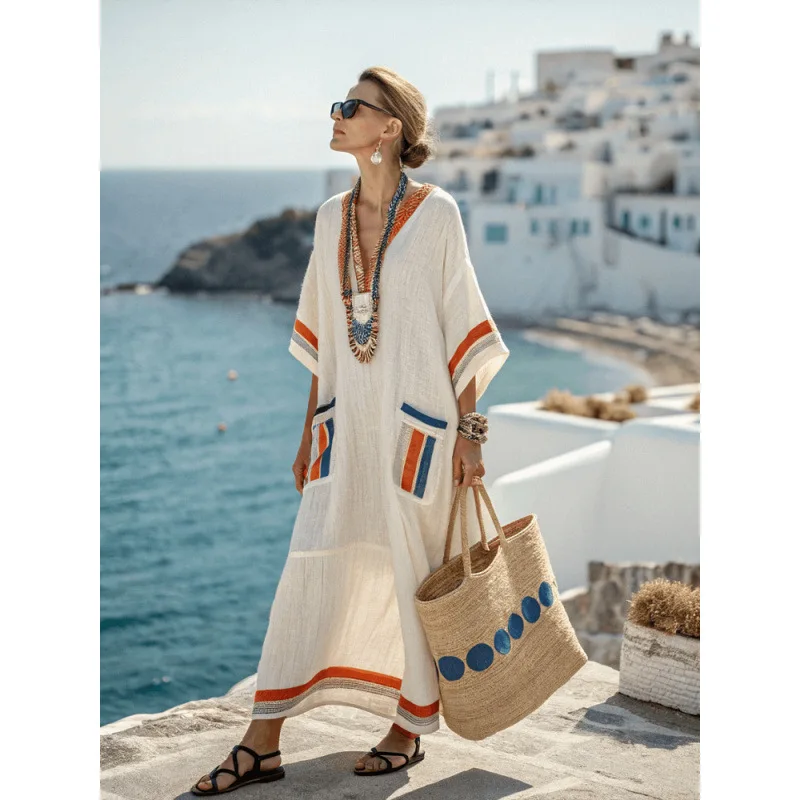 2025 Spring/Summer Elegant Large Print Long Style Pendant Dress