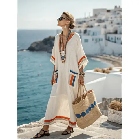 2025 Spring/Summer Elegant Large Print Long Style Pendant Dress