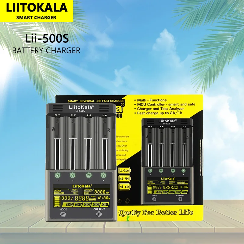 LiitoKala Lii-S12 Lii-S8 Lii-PD4 Lii-PD2 Lii-500S 3.7V 18650 18350 Battery Charger Auto-Polarity Detect 26650 21700 1.2V AA AAA