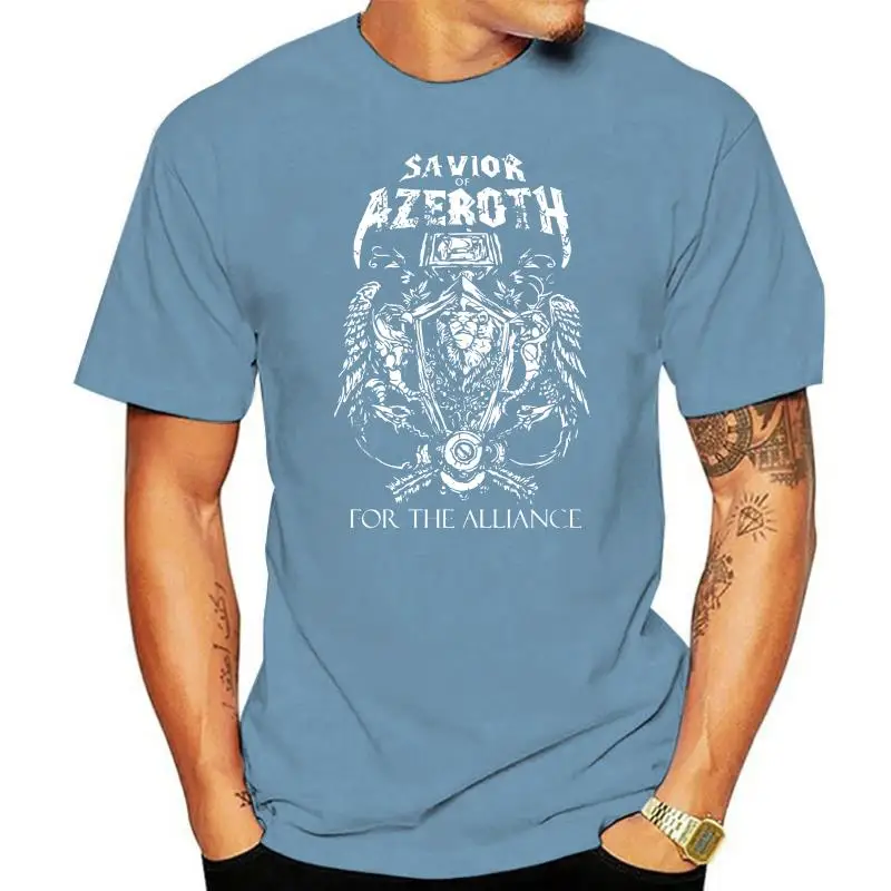 Savior Of Azeroth For The Alliance T Shirt Short Sleeve Design New Style Spring Cool Loose Crew Neck Letter Shirt