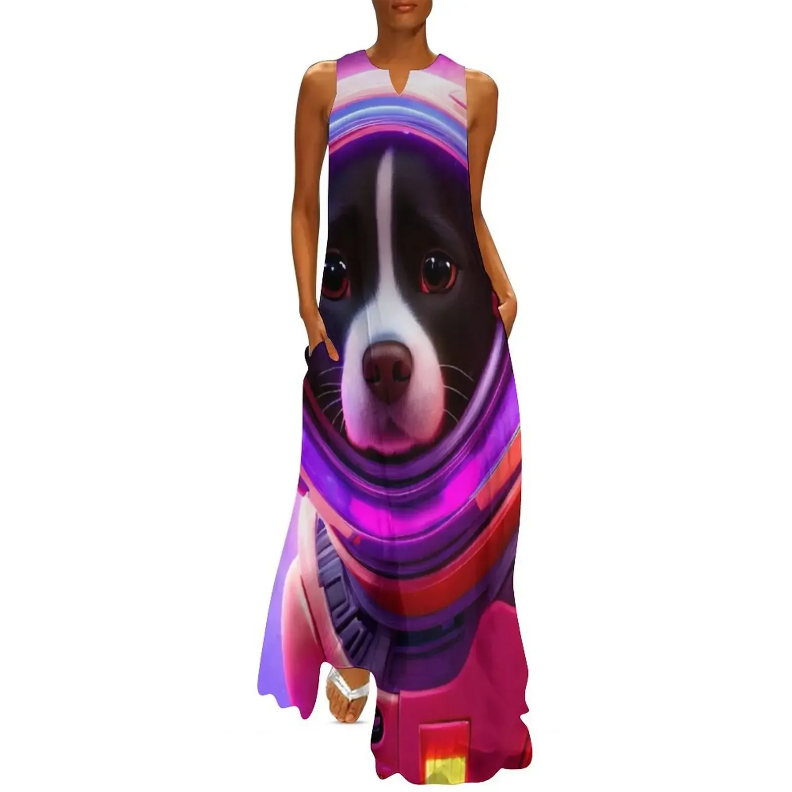 

Dog in Space Digital Art Long Dress Women's skirt dresses for prom dress dresses prom dresses Dress
