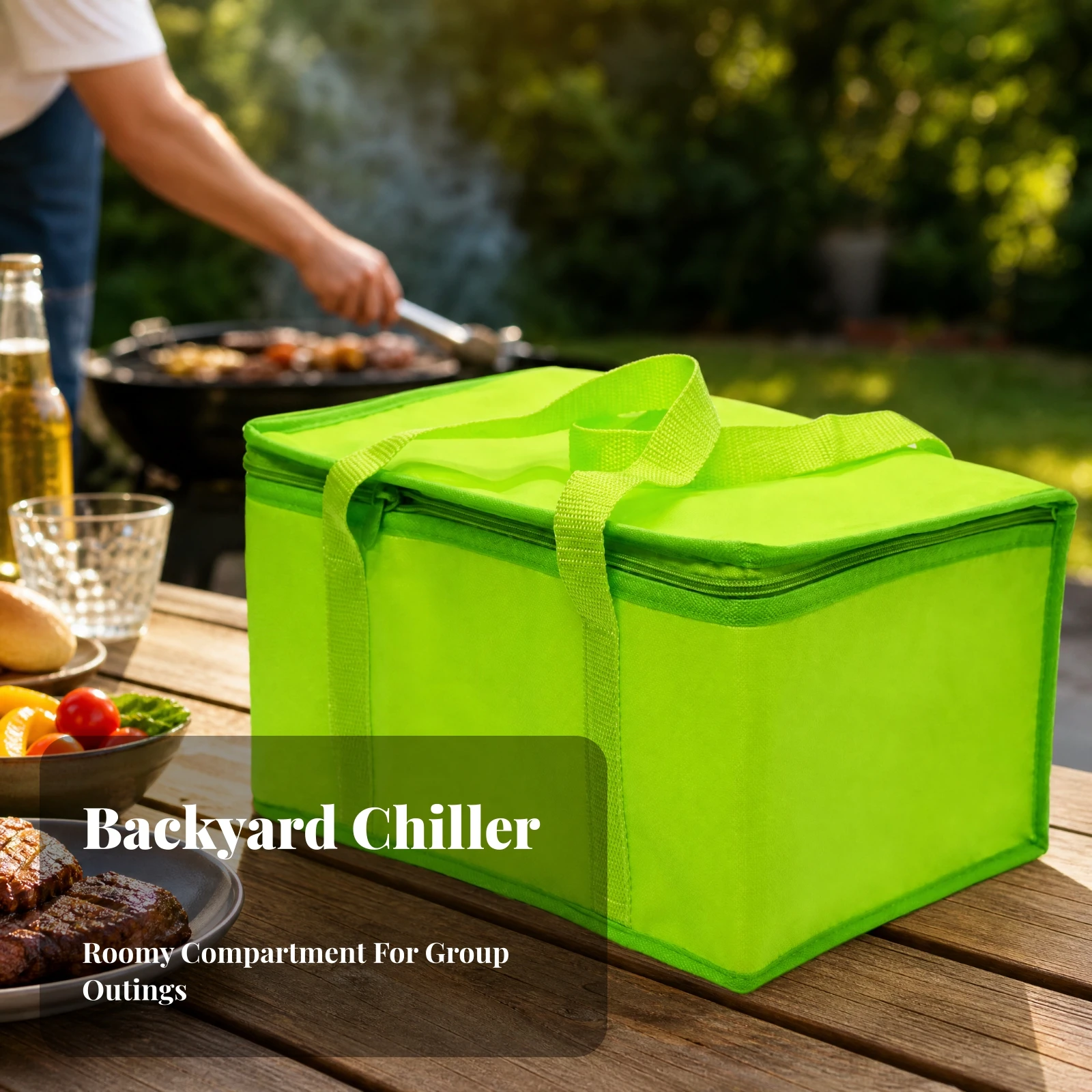 Insulated Tote Long-Lasting Oxford Cloth Cooler Bag Soft Ice Chest Keeps Food Cold for Vehicle Transport, Road Trips
