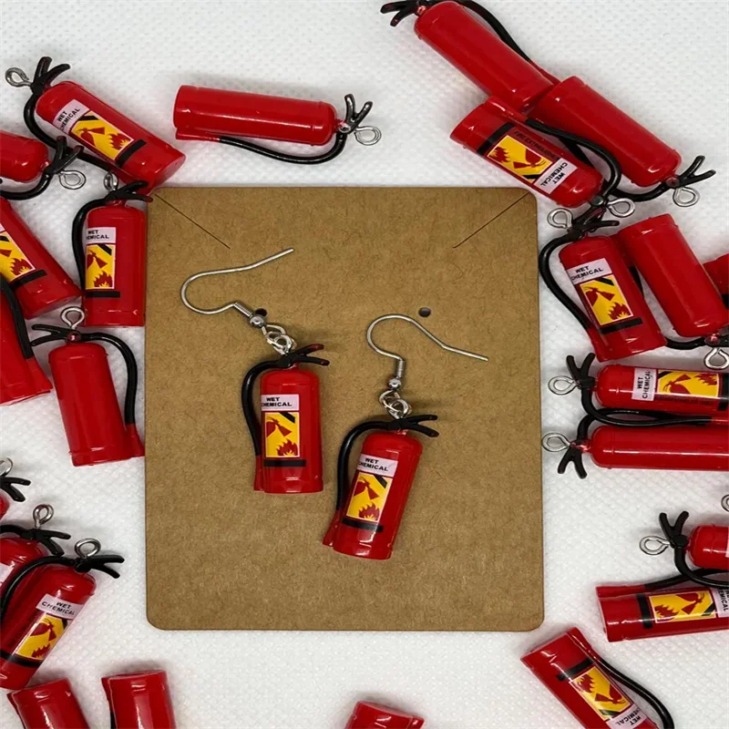 1 pair of fun fireextinguisher-shaped 3D earrings, a special gift for firefighter